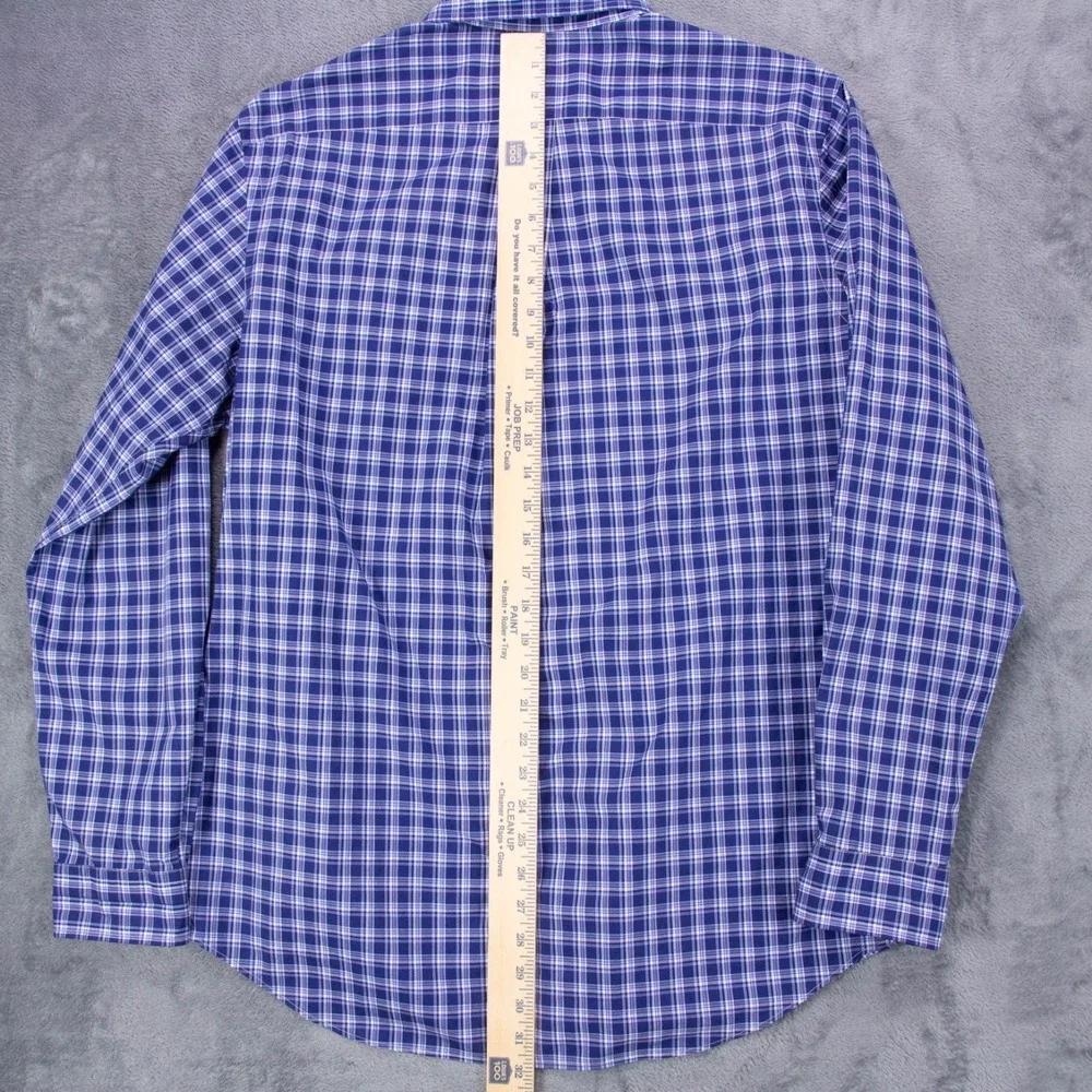 Polo Ralph Lauren Mens Large Blue White Plaid Check‎ LS Button Front Shirt